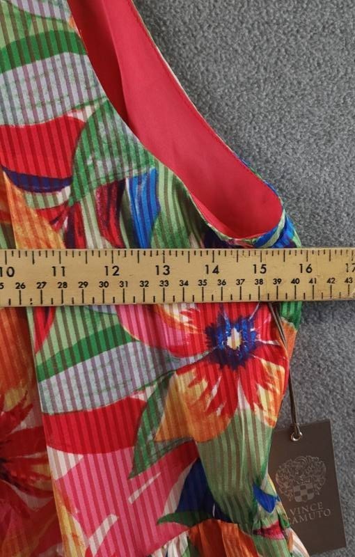 Vince Camuto Floral Print Ruffle Halter Dress Women’s 6 Multi Back Zip Closure