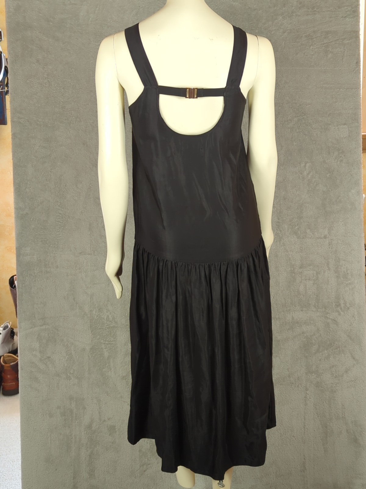 Sancia Drop Waist black cocktail Tank Dress XS Minimalist capsule quiet Luxury