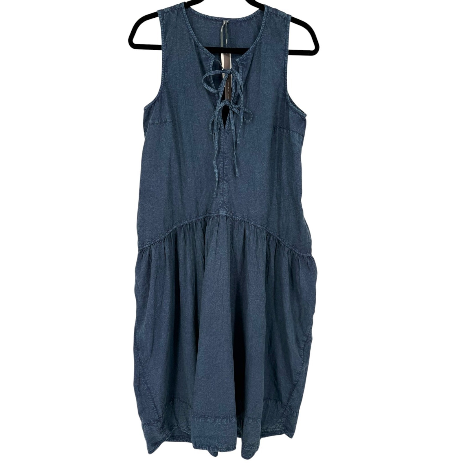 NWT Anthropologie Sleeveless Denim Midi Tent Dress Tie Front Size Small Boho