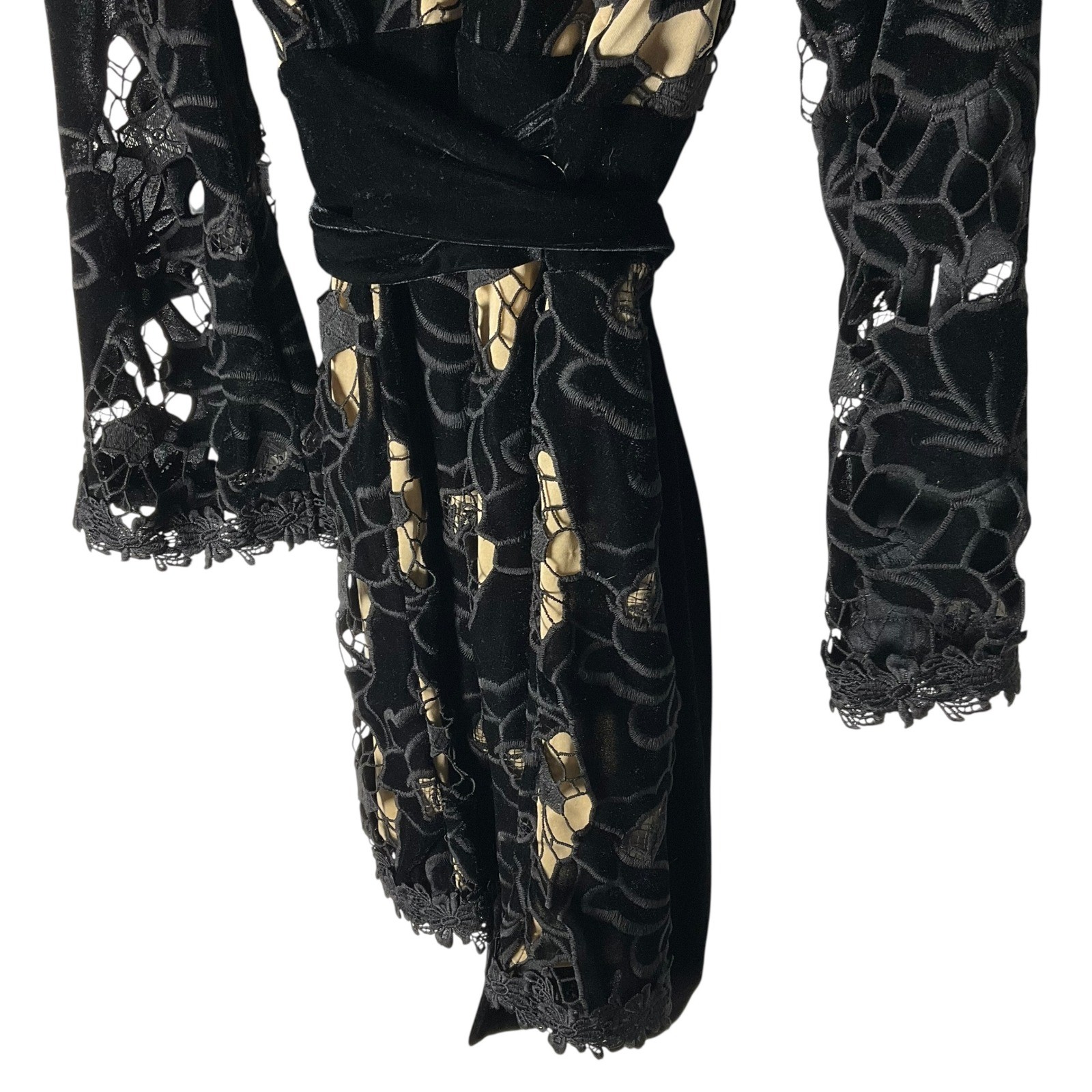 VENUS Velvet Cutout Lace V-Neck Mini Dress Goth Witchy Whimsigoth Black Size 18