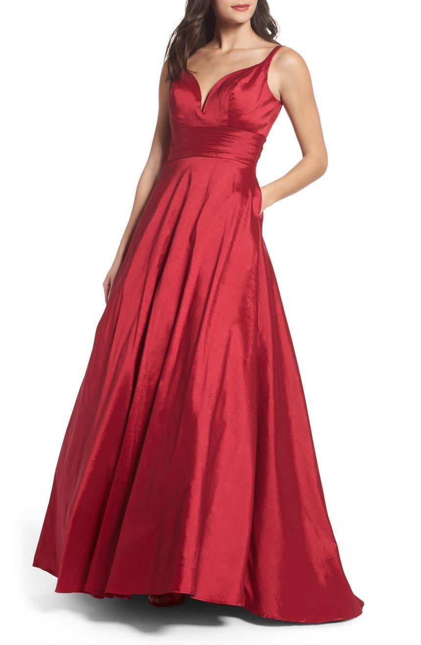 MAC DUGGAL 65514H Burgundy Plunge Neckline Sweetheart A-Line Maxi Ball-Gown 6 S