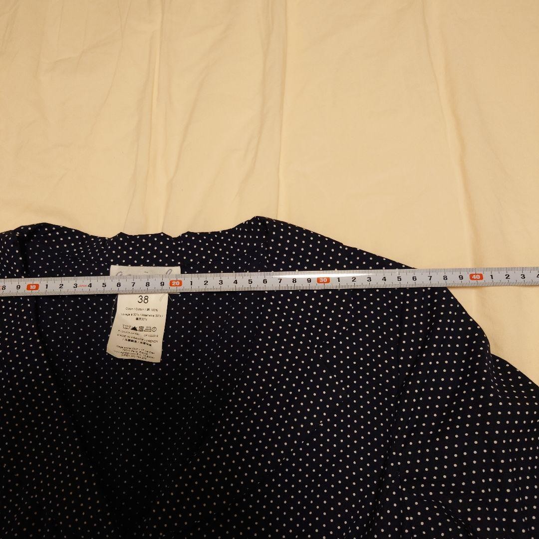 Agnes b Polka Dot Dress Navy Cotton Long Sleeve Women’s 38 Made in France