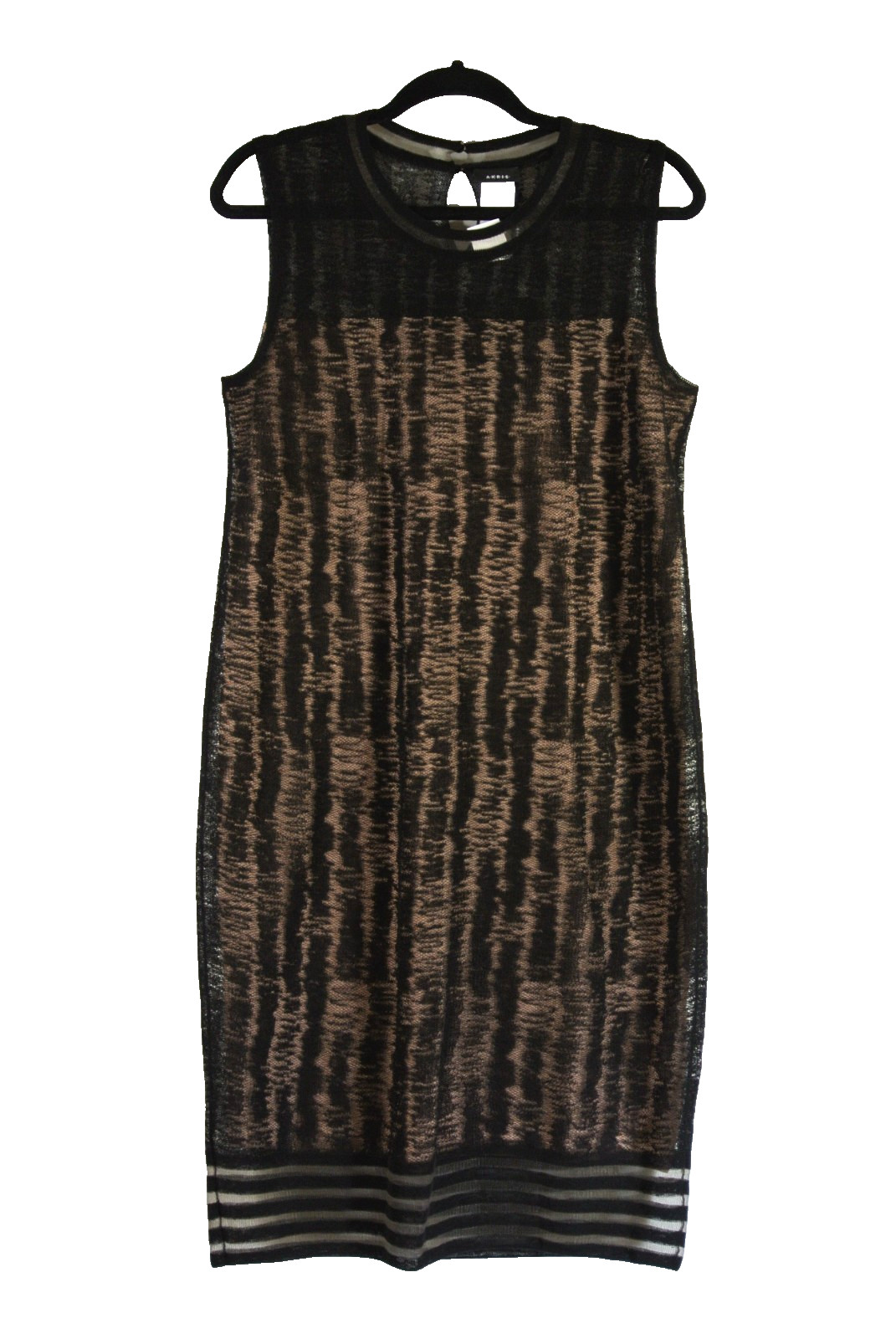NWT, Akris Scribble Jacquard Linen Blend Dress in Black Sz 8 #DD74