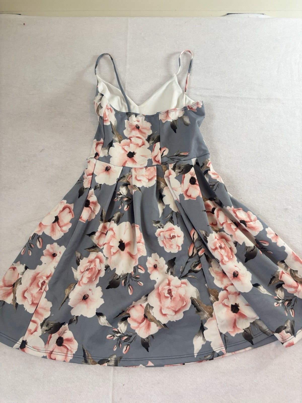 Soprano Fit & Flare Dress Womens Small Gray Floral Tank Straps Short