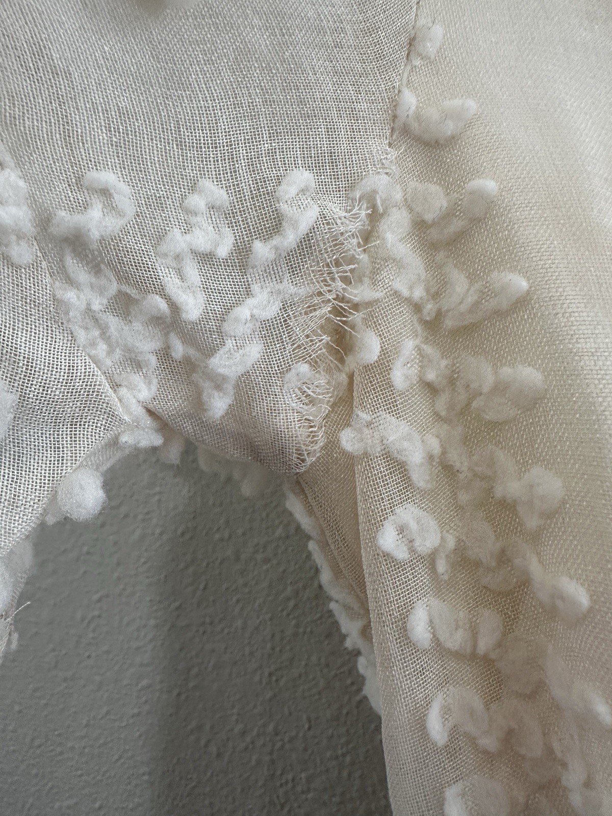 &Merci Ivory Textured Mini Dress 3D Pom Pom Floral Appliqués Size MEDIUM