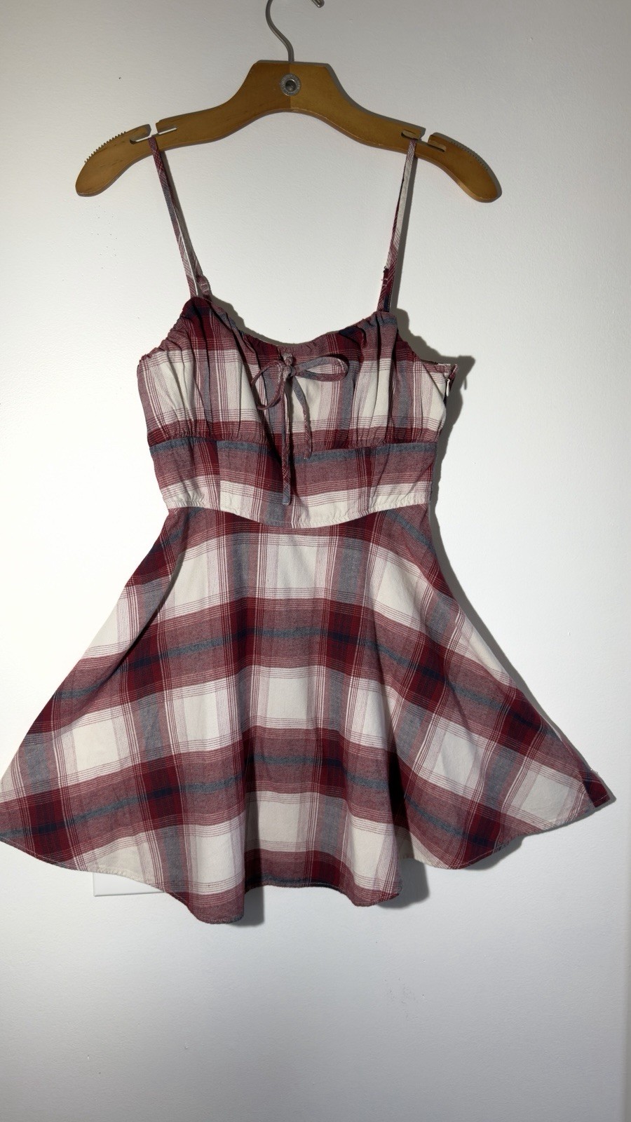 Forever 21 Plaid Mini Dress Red White Spaghetti Strap Size S