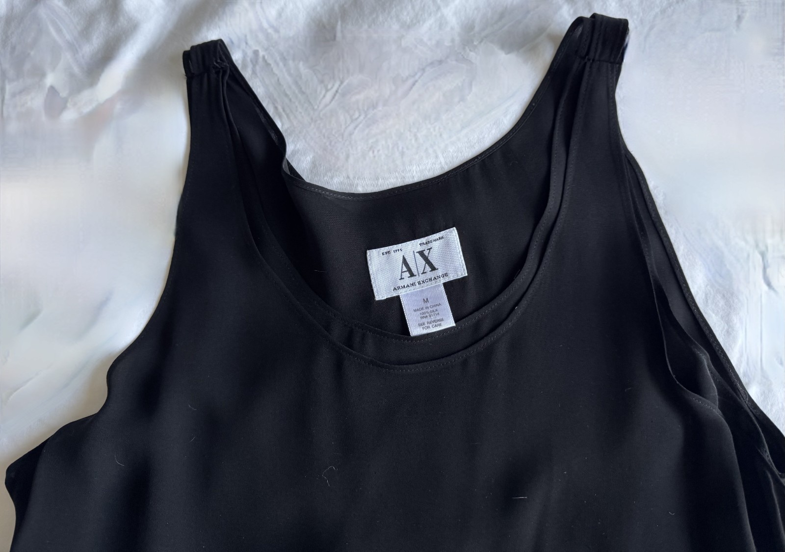 A|X Armani Exchange Vintage 90’s Black Silk Tank Swing Dress Size M
