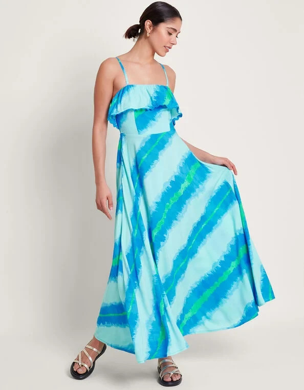 MONSOON BNWT Turquoise Blue Long Maxi Strapless or Strappy Dress Size UK 18