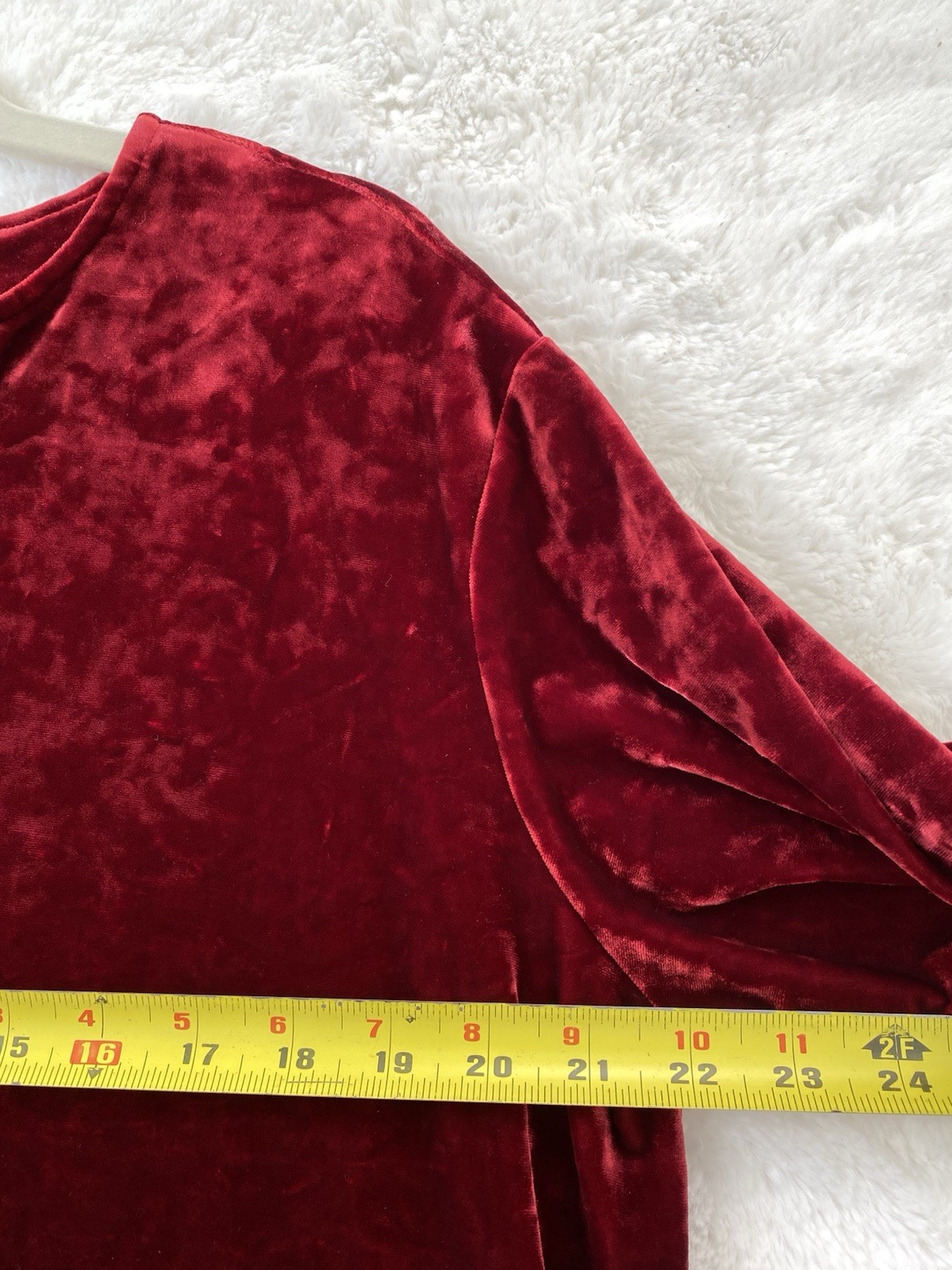 Cabernet Womens Red Crushed Velvet Velour Bell Sleeve House Dress Size Medium