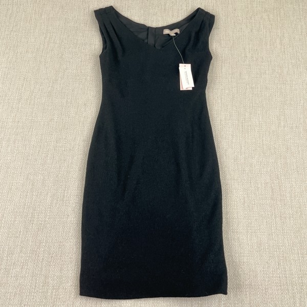 NWT Banana Republic Dress Womens 00P Petite Black Wool Blend Zip Sleeveless City