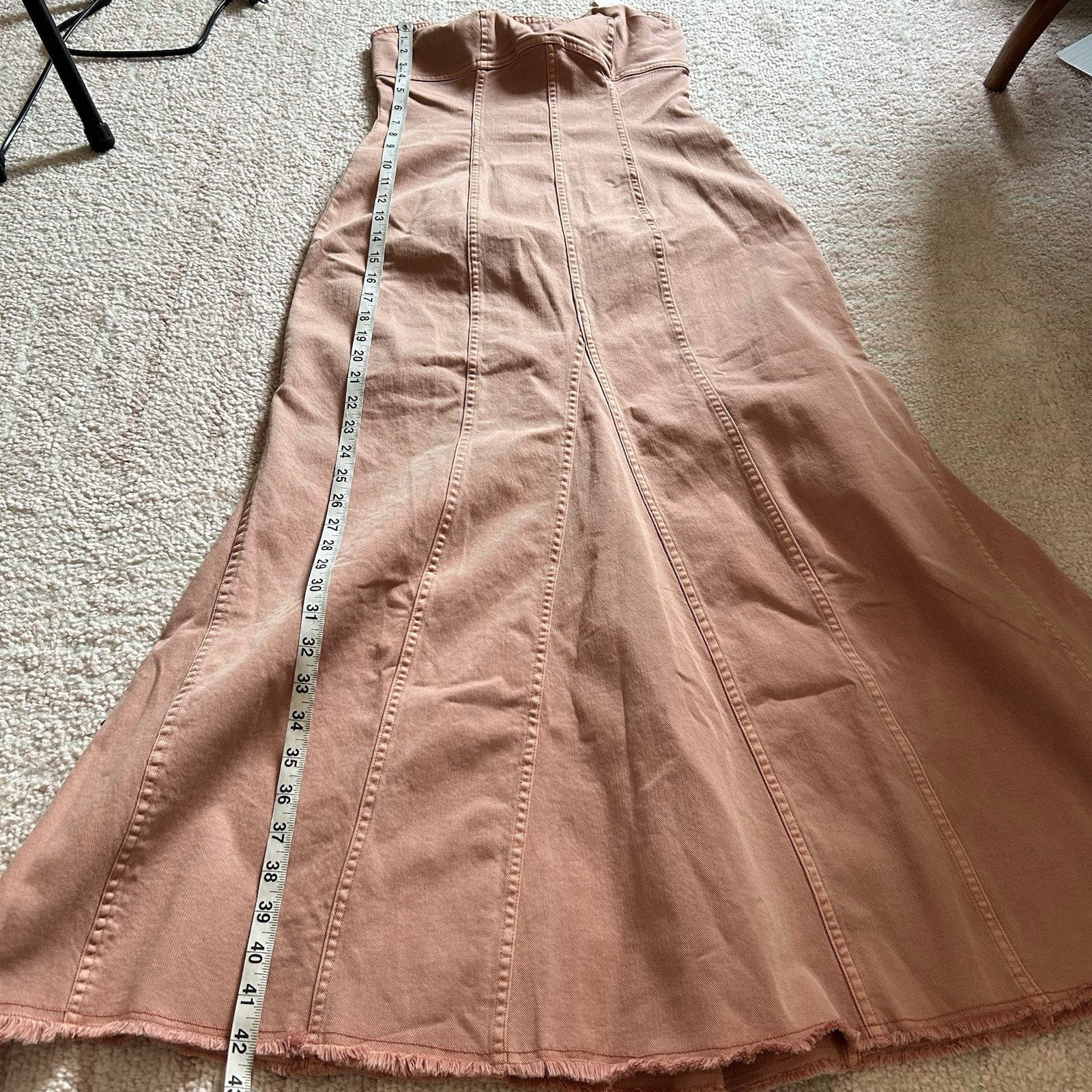 NWT Anthropologie Pilcro Icon Fluted Denim Midi Dress Size Small Coral