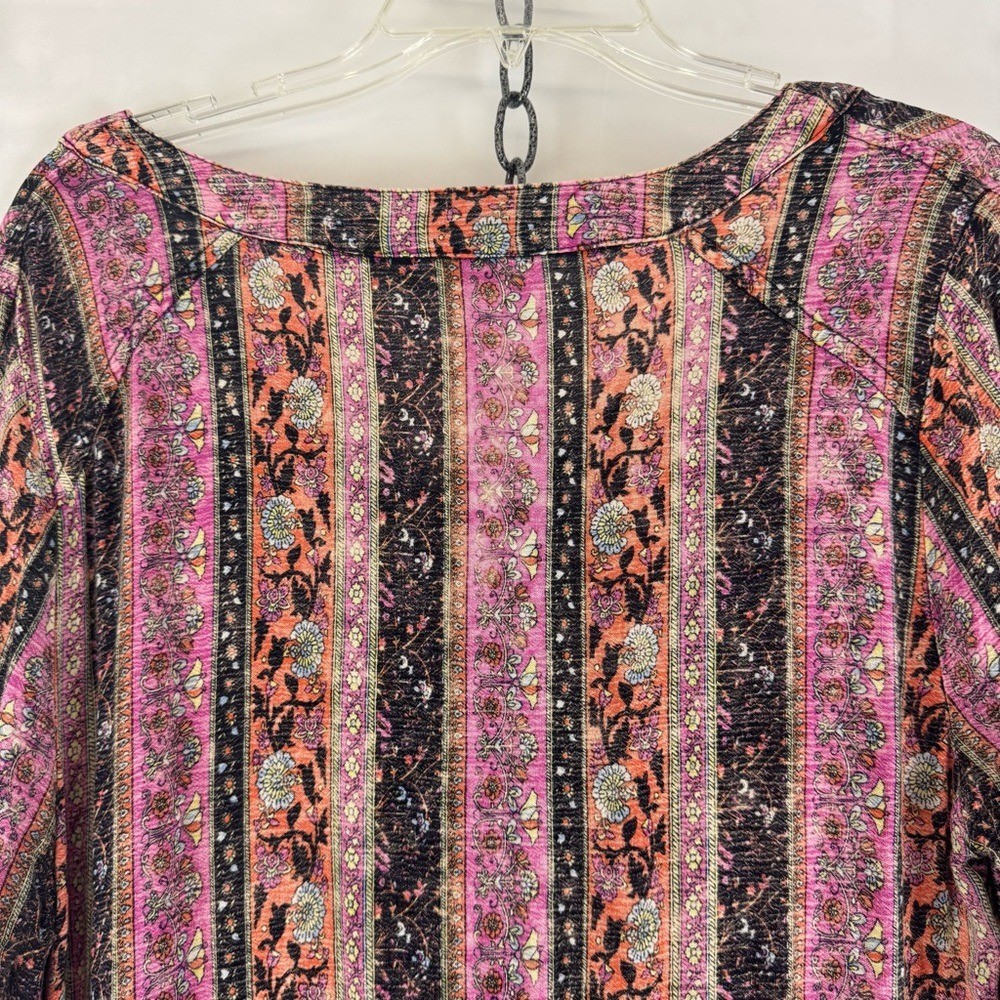 Soft Surroundings Boho Maxi Dress Purple Stripe Embellished Rayon M 2CY56