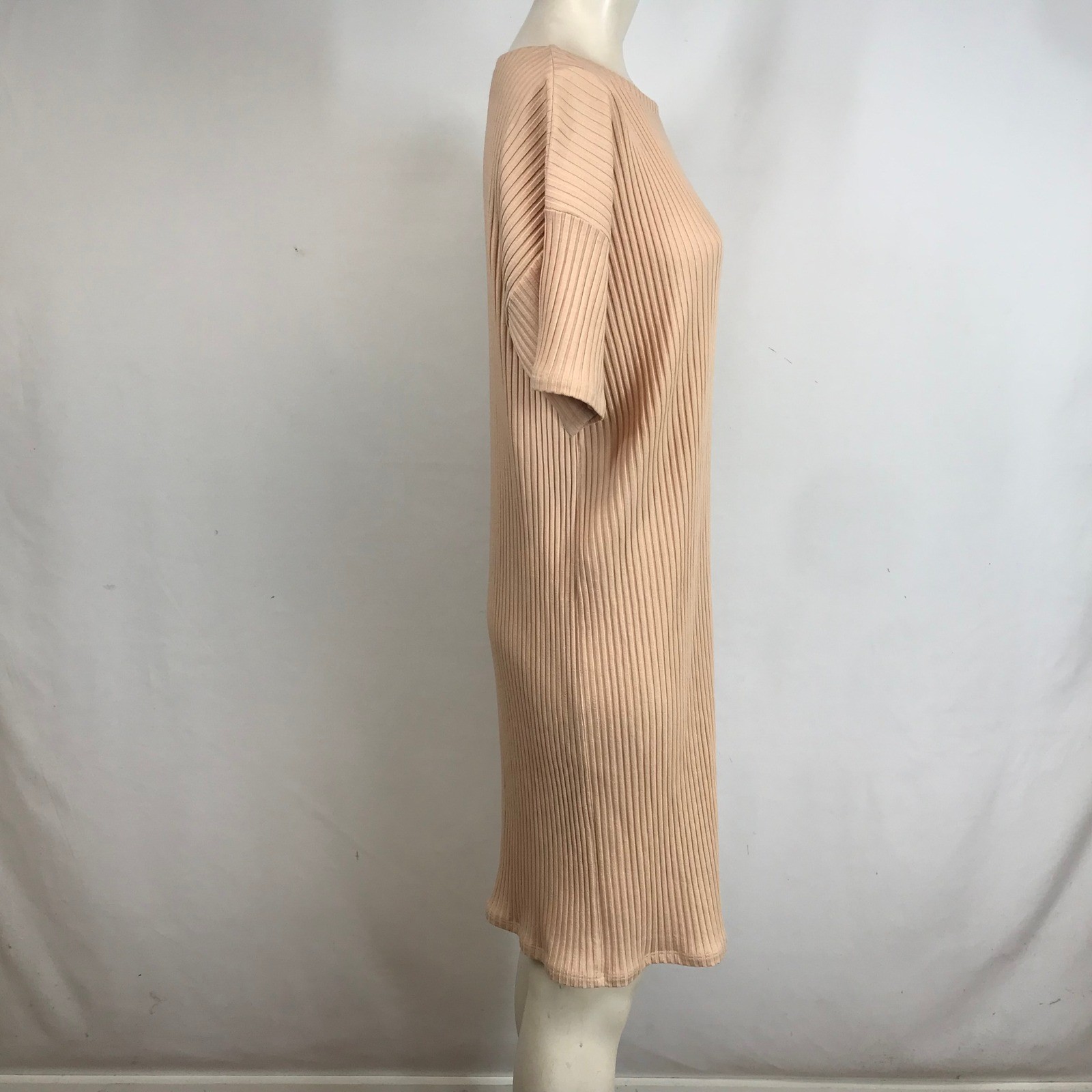 EILEEN FISHER Ribbed Knit Tencel Lyocell Spandex Midi Dress Peach Size S