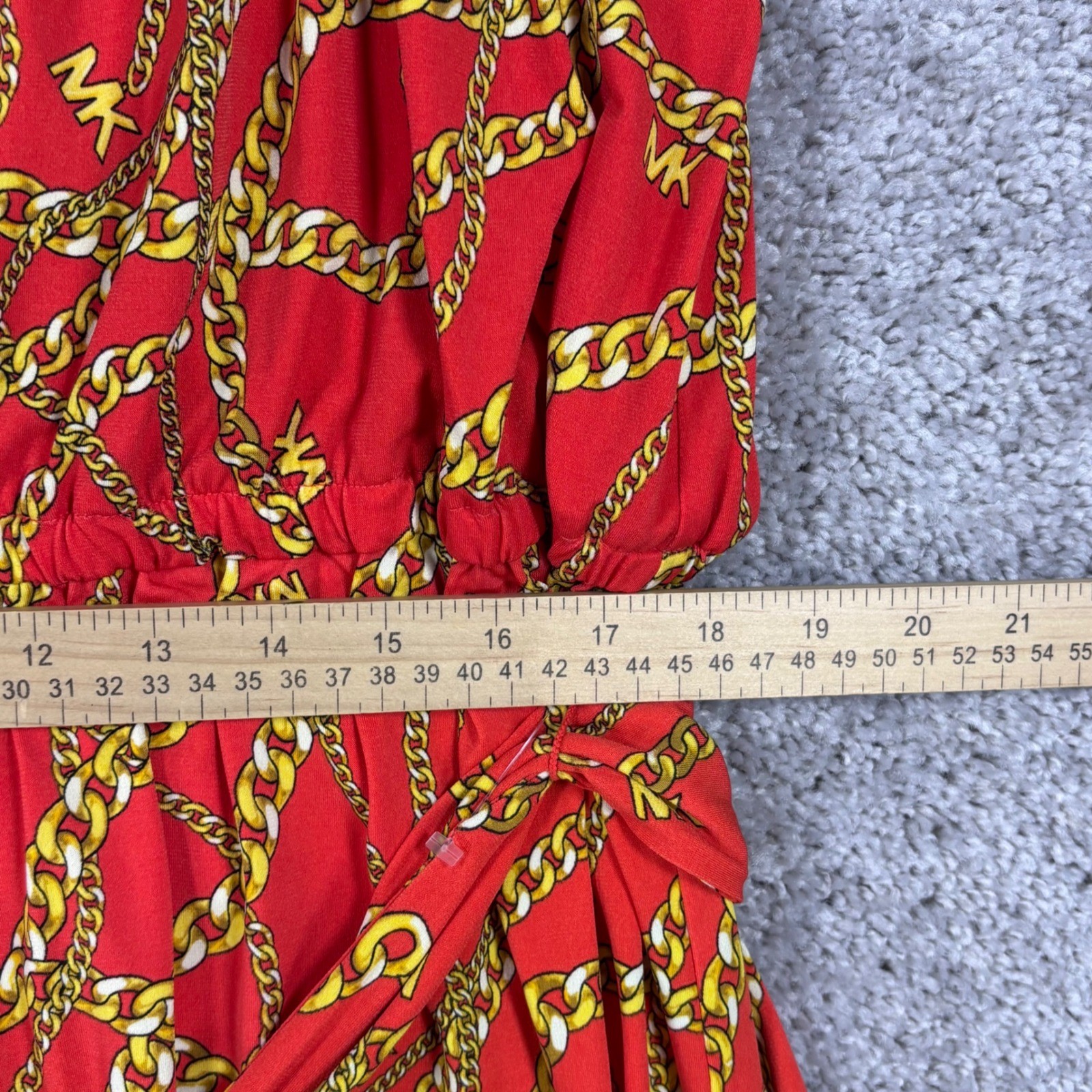 Michael Kors Red Gold Chain Link Halter Neck Maxi Dress Plus Size 3X NWT