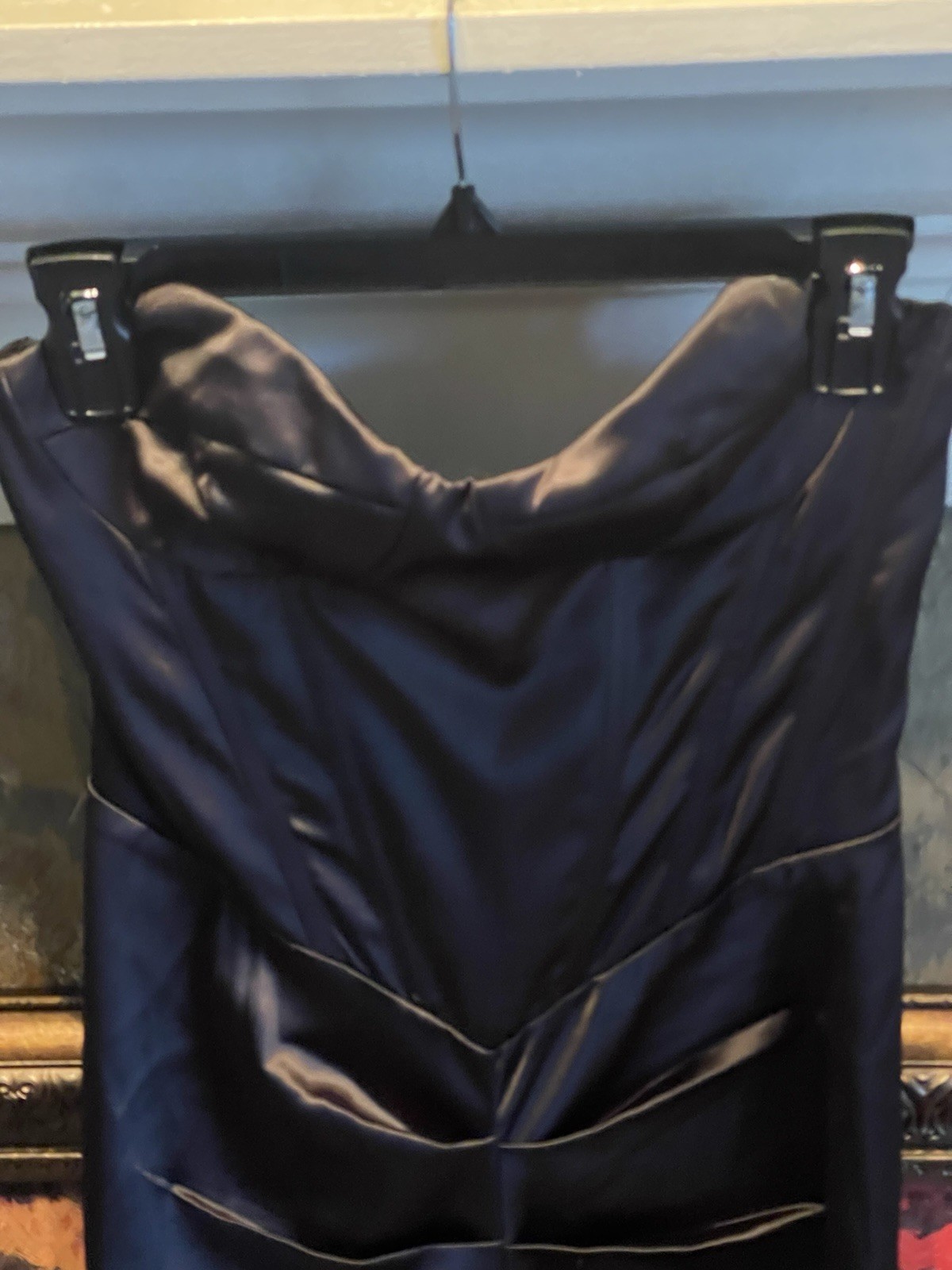 HEIRESS Beverly Hills Black Satin Rouched Midi Dress Corset Size US Medium NWT