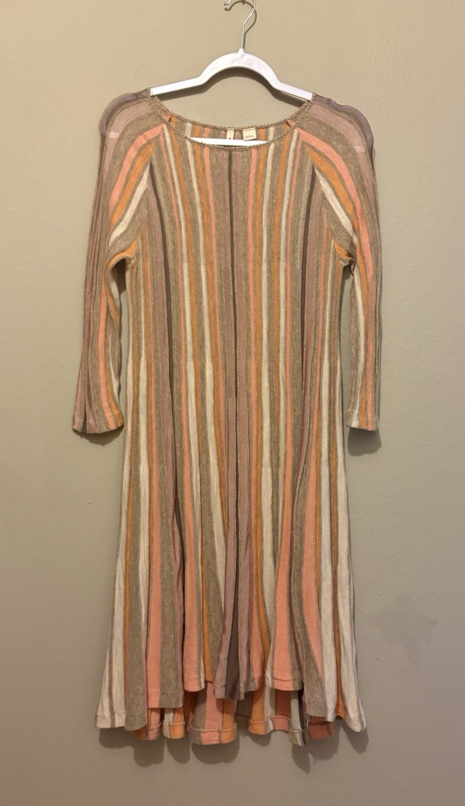 Anthropologie Moth Nora Swing Striped Wool Blend Dress – Large