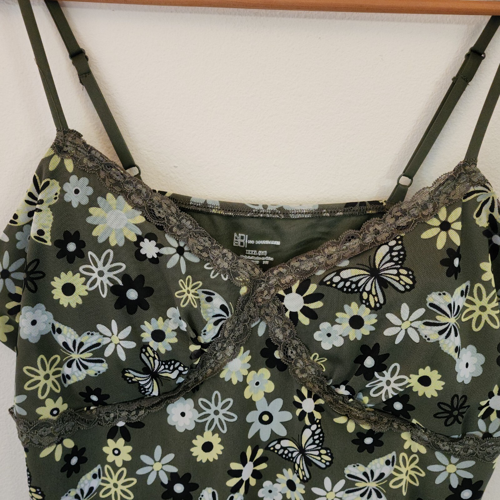 No Bounderies Y2K Babydoll Mini Mesh dress Lace Line Green Floral 3XL/21 Retro