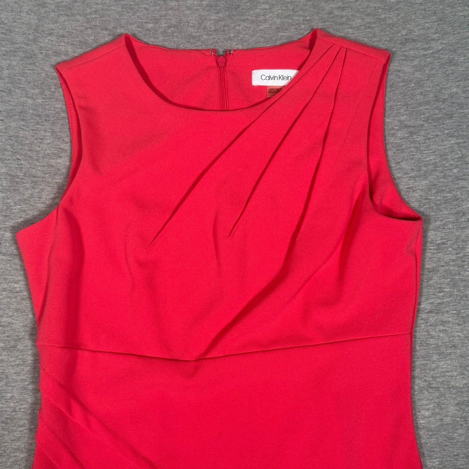 Calvin Klein Womens Pink Pleated Sleeveless Sheath Dress Size 4 Crepe Cocktail