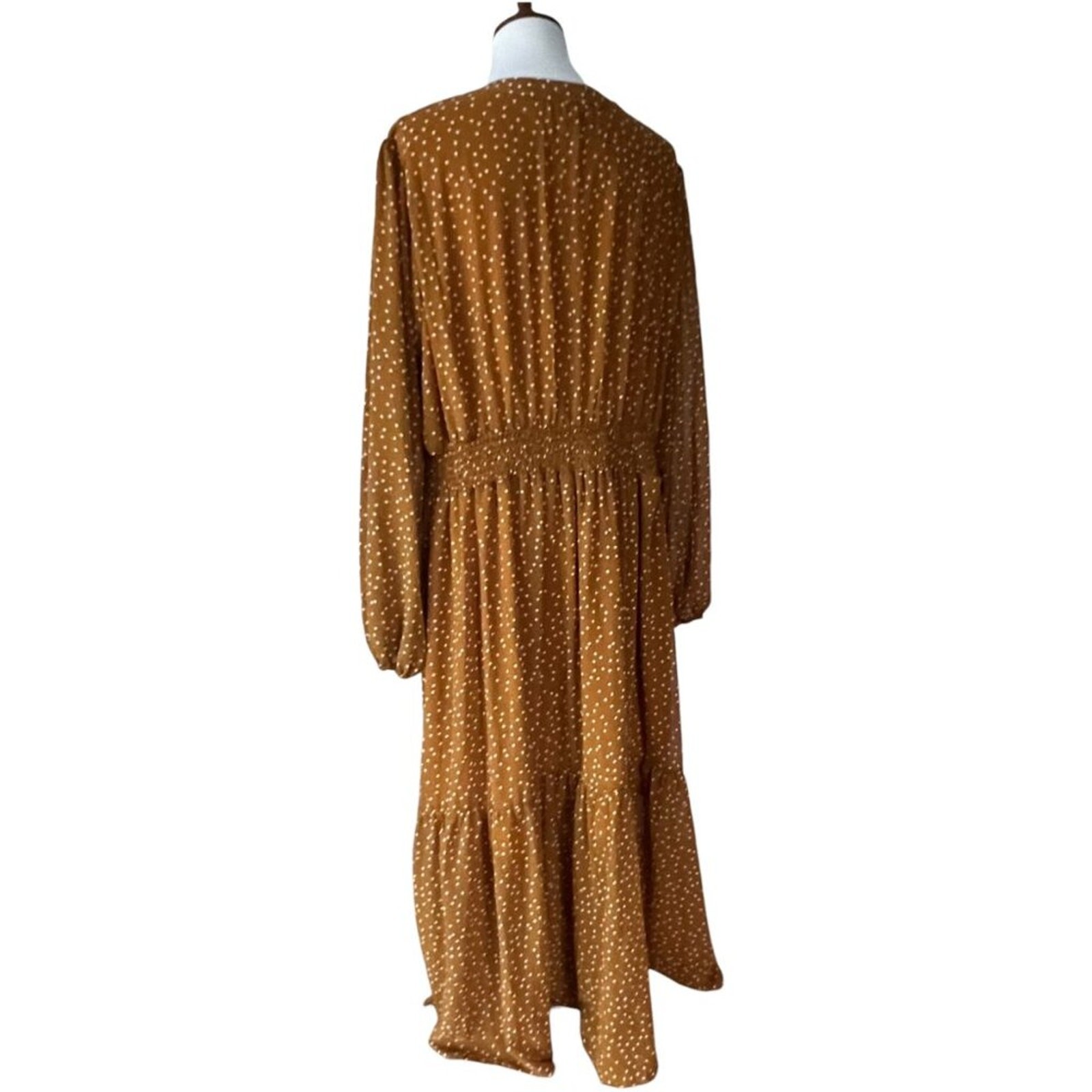 Plus Size Fall Maxi Dress 18 Boho 3X Embroidered Long Polka Dot Elastic waist