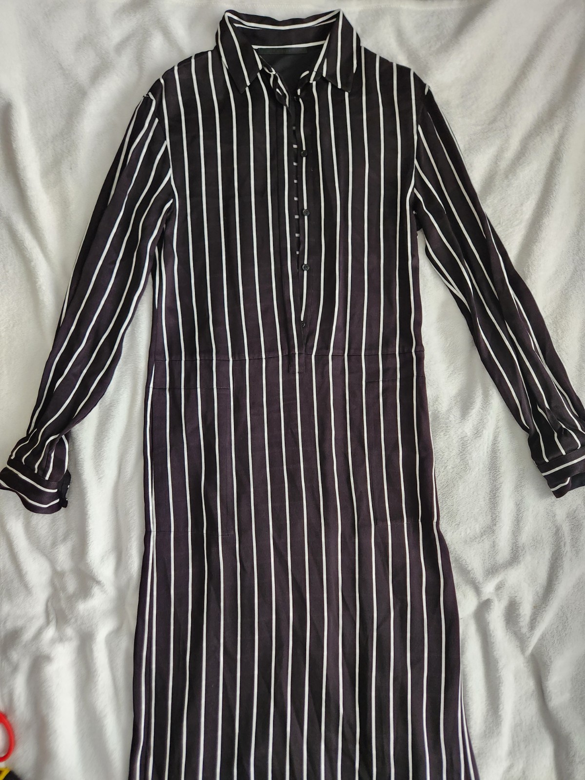 Haider Ackermann Black White Pinstripe Dress EU 38 Medium Long Elegant