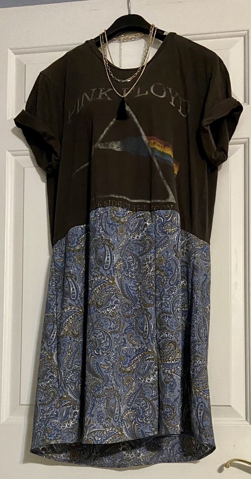 Pink Floyd Reworked OOAK Upcycled Vintage Band Tee Dress S M Small Medium Tshirt