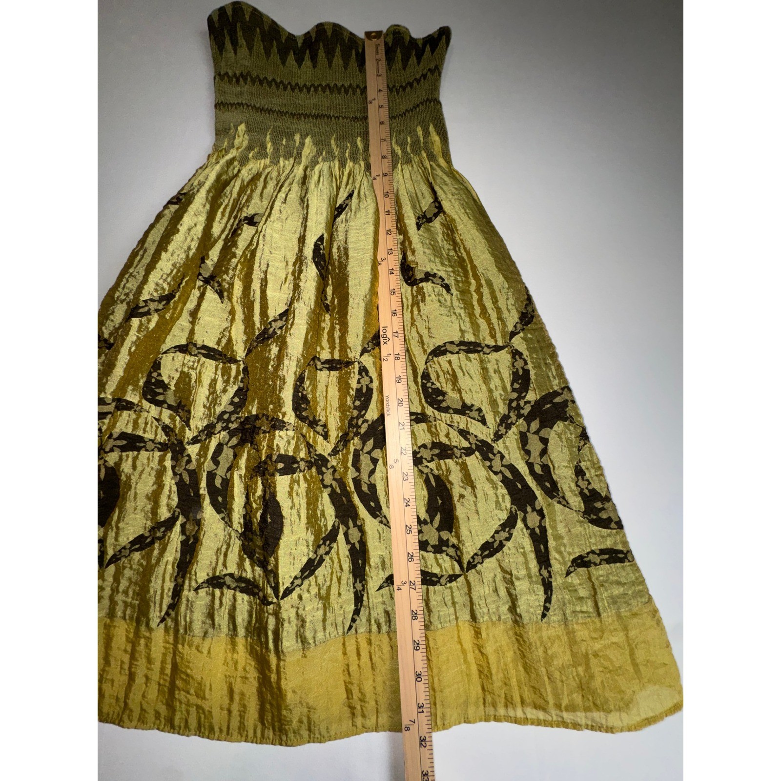 Lapis Womens One Size Strapless Smocked Pull On Midi Dress Boho Festival Tribal