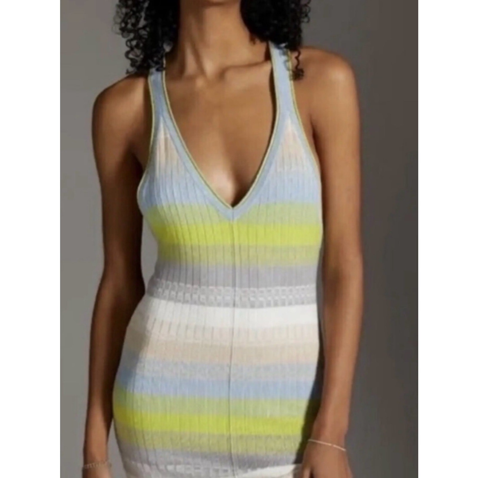 Anthropologie Daily Practice Striped Knit V-Neck Dress in large Athleisure