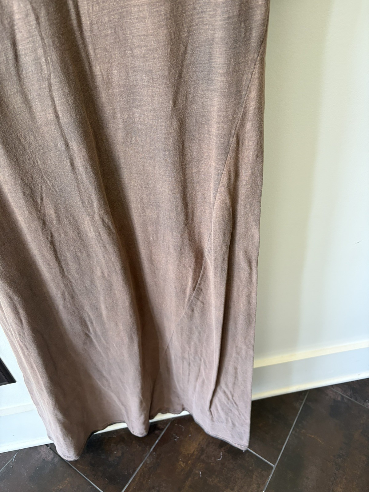 Jaded Gypsy Long Maxi Peace Tee Dress Womens OS Washed Tan Short Sleeve Tattered