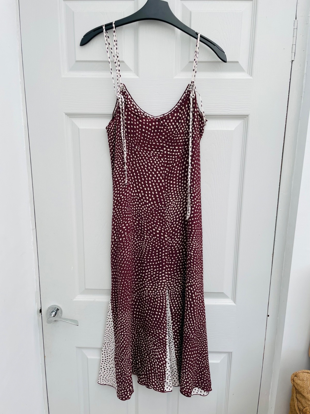 RAG & BONE Burgundy & White Spotty Strappy Maxi Dress Sz 8 XS Mint