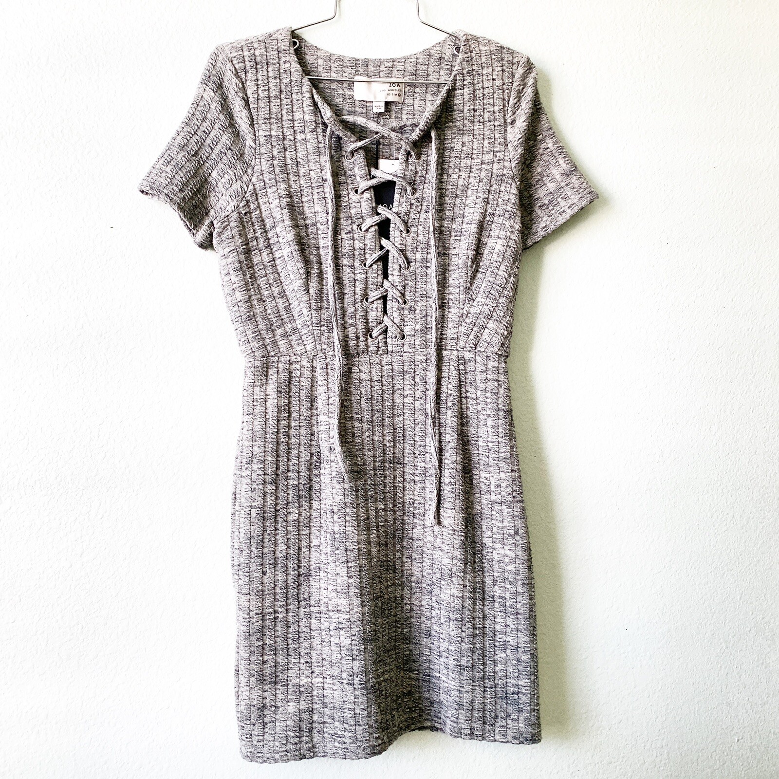 J.O.A los angeles grey tie-front dress NWT LARGE short sleeve new