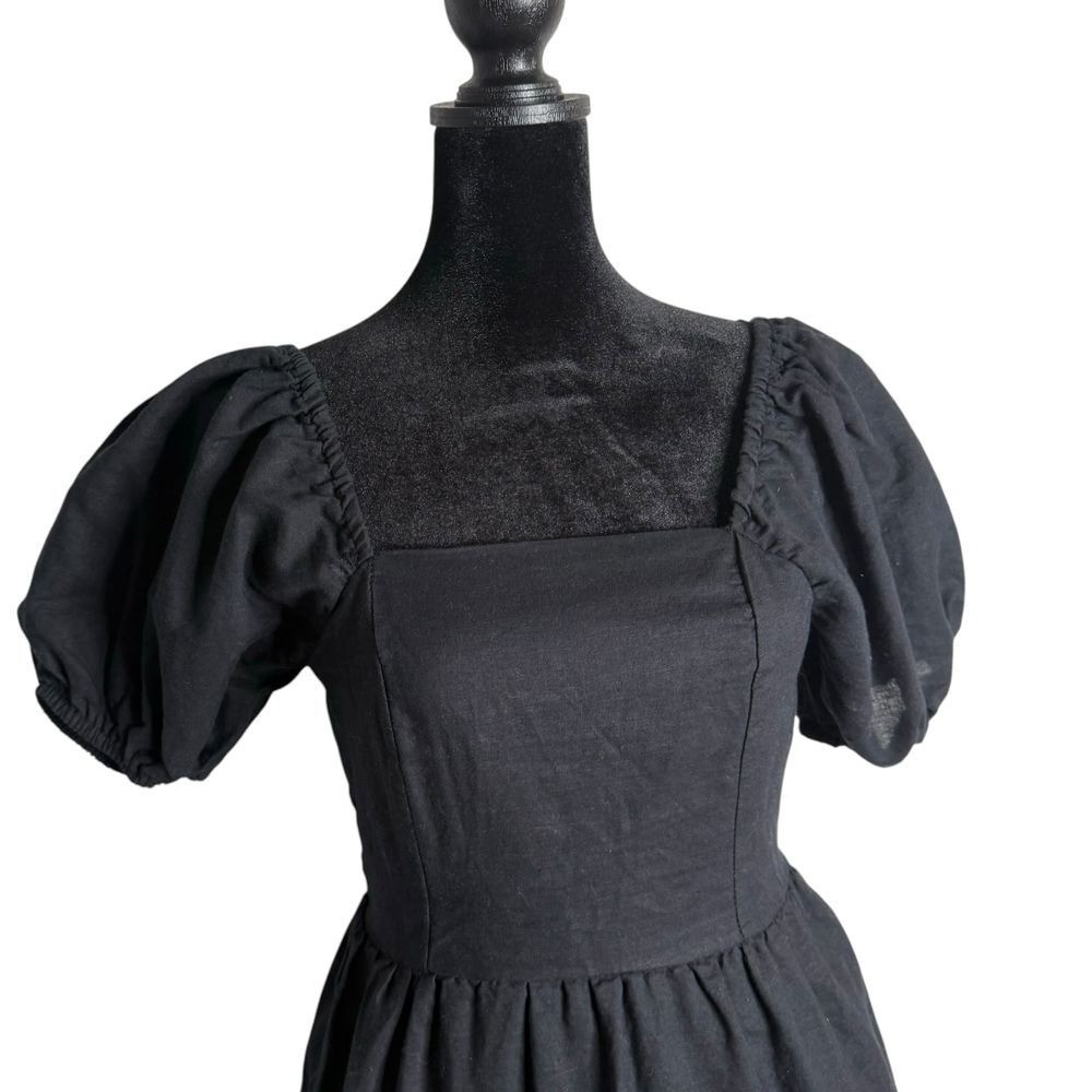 Chelsea & Violet Puff Sleeve Mini Dress Tiered Open Back Milkmaid Size XS