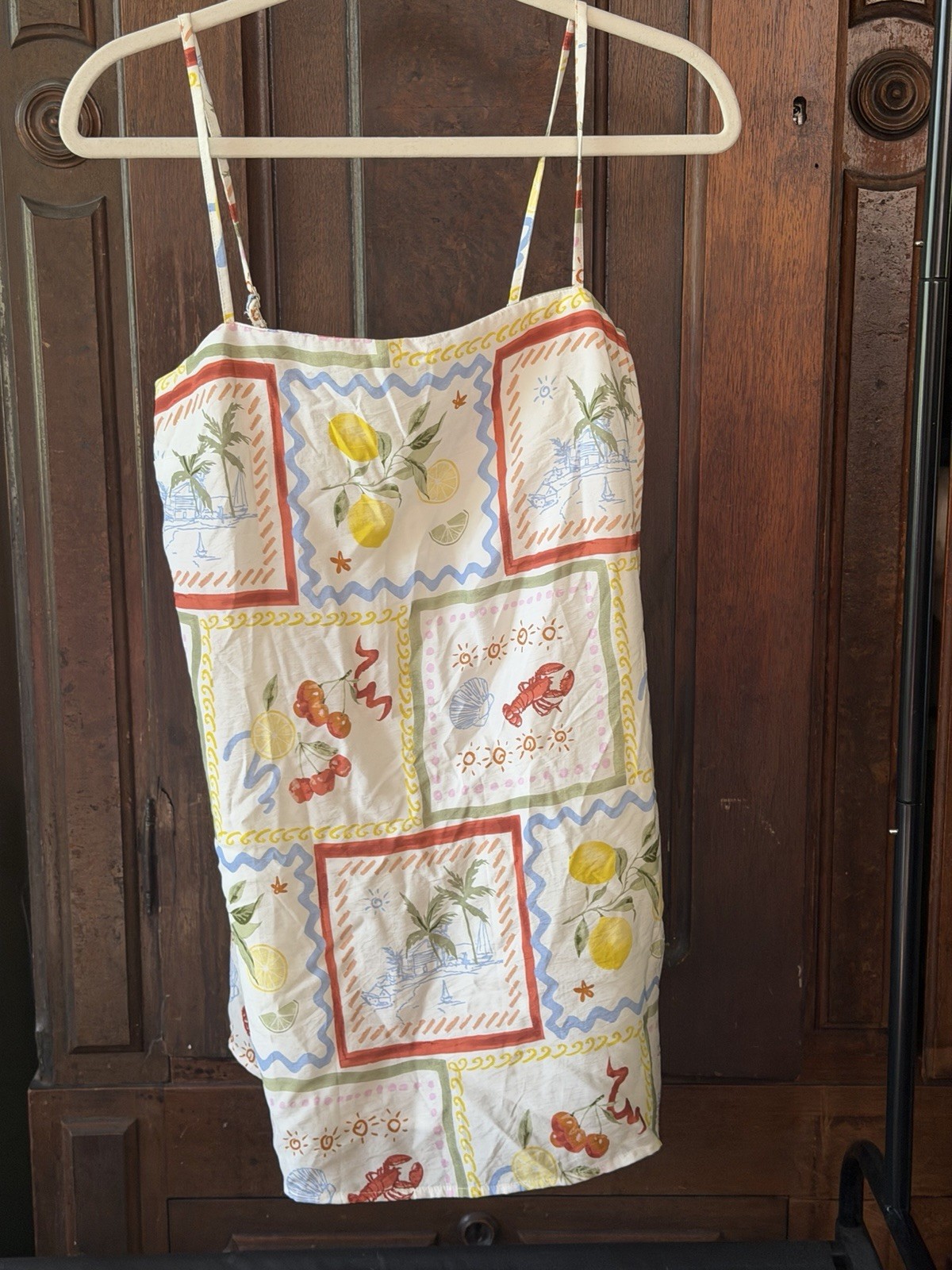 Abercrombie & Fitch XSP Petites Sundress Print Square Neck Cotton Zip Straps