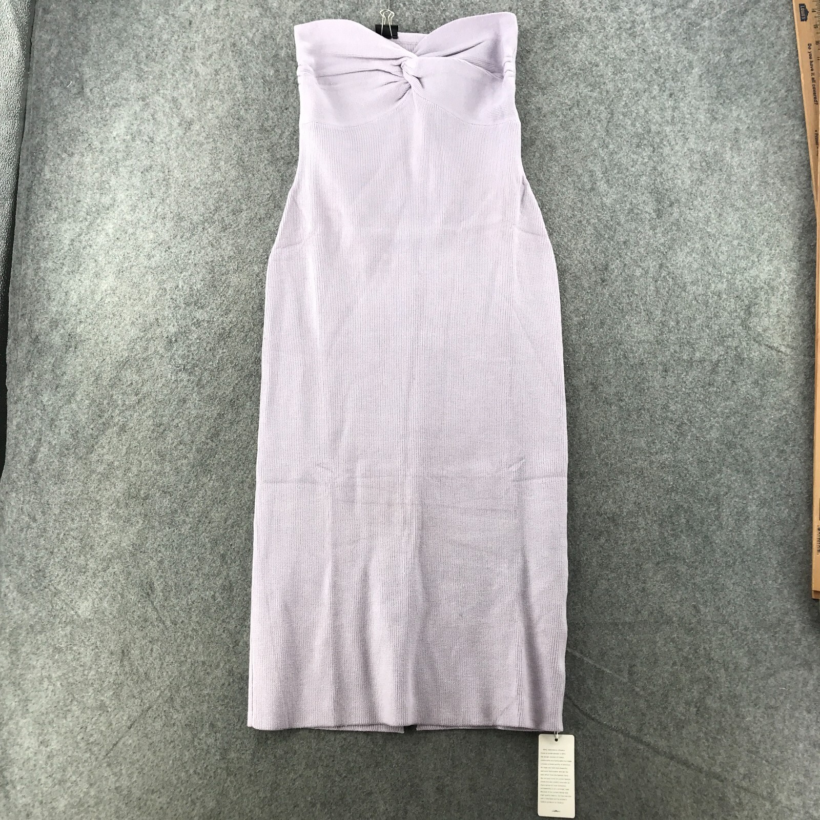 Lillusory Dress Sz Large (runs small) Lilac Sweater Knit Strapless Maxi w/ Slit