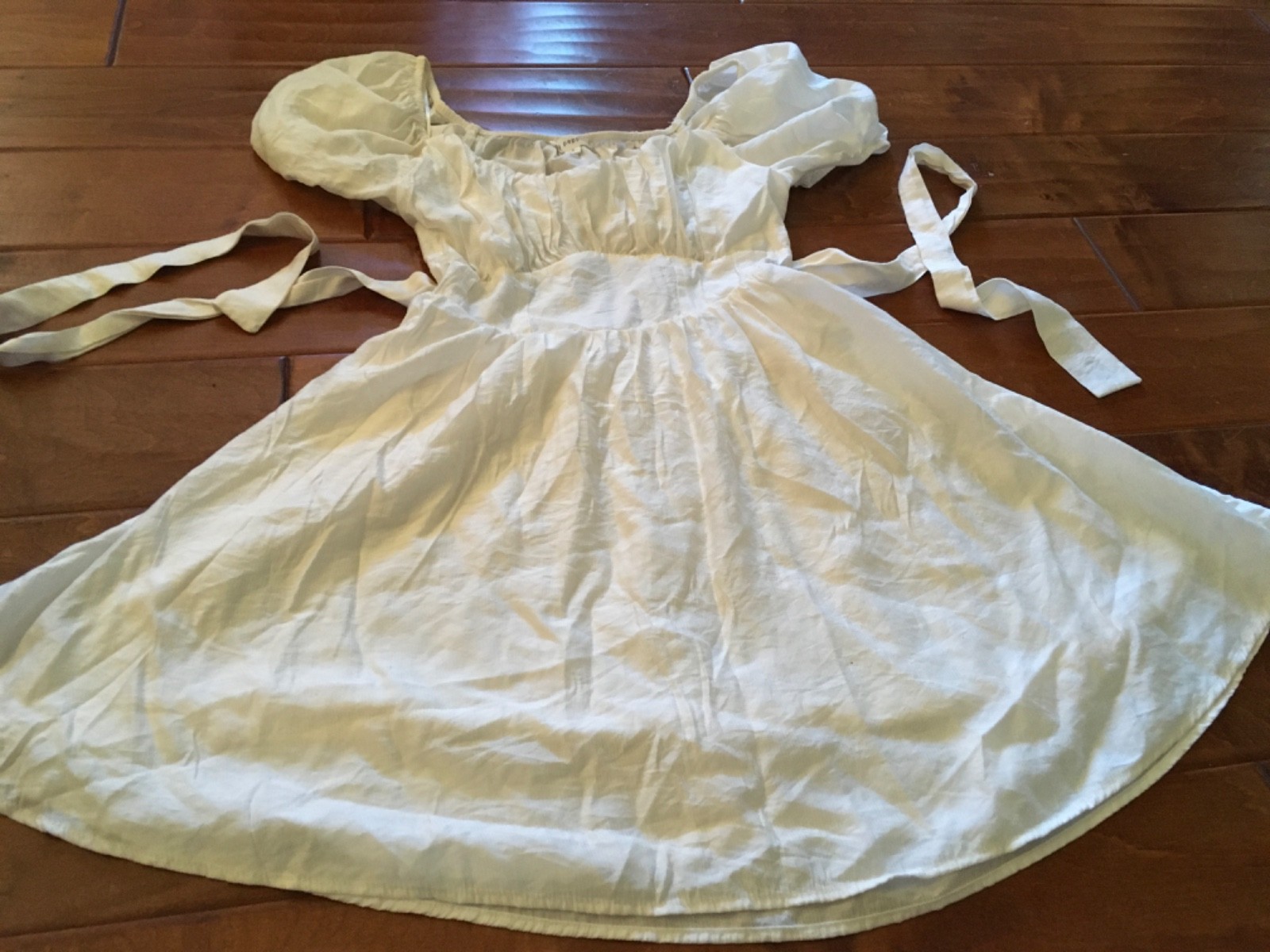 Blu Pepper Mini Dress Open Back Puff Sleeve White Dress Size S