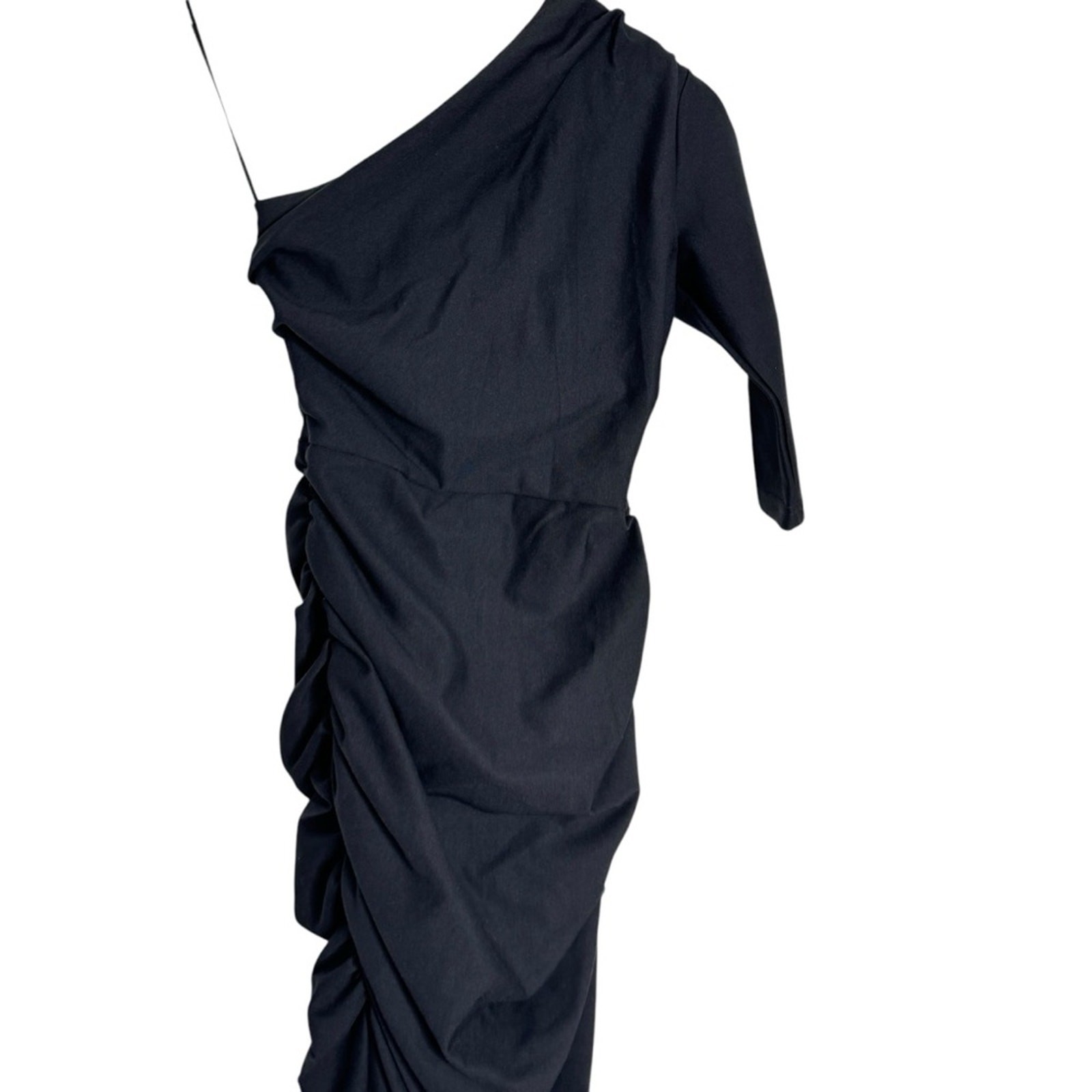 Alieva Black Bodycon Dolly Ruched One Shoulder Dress LBD