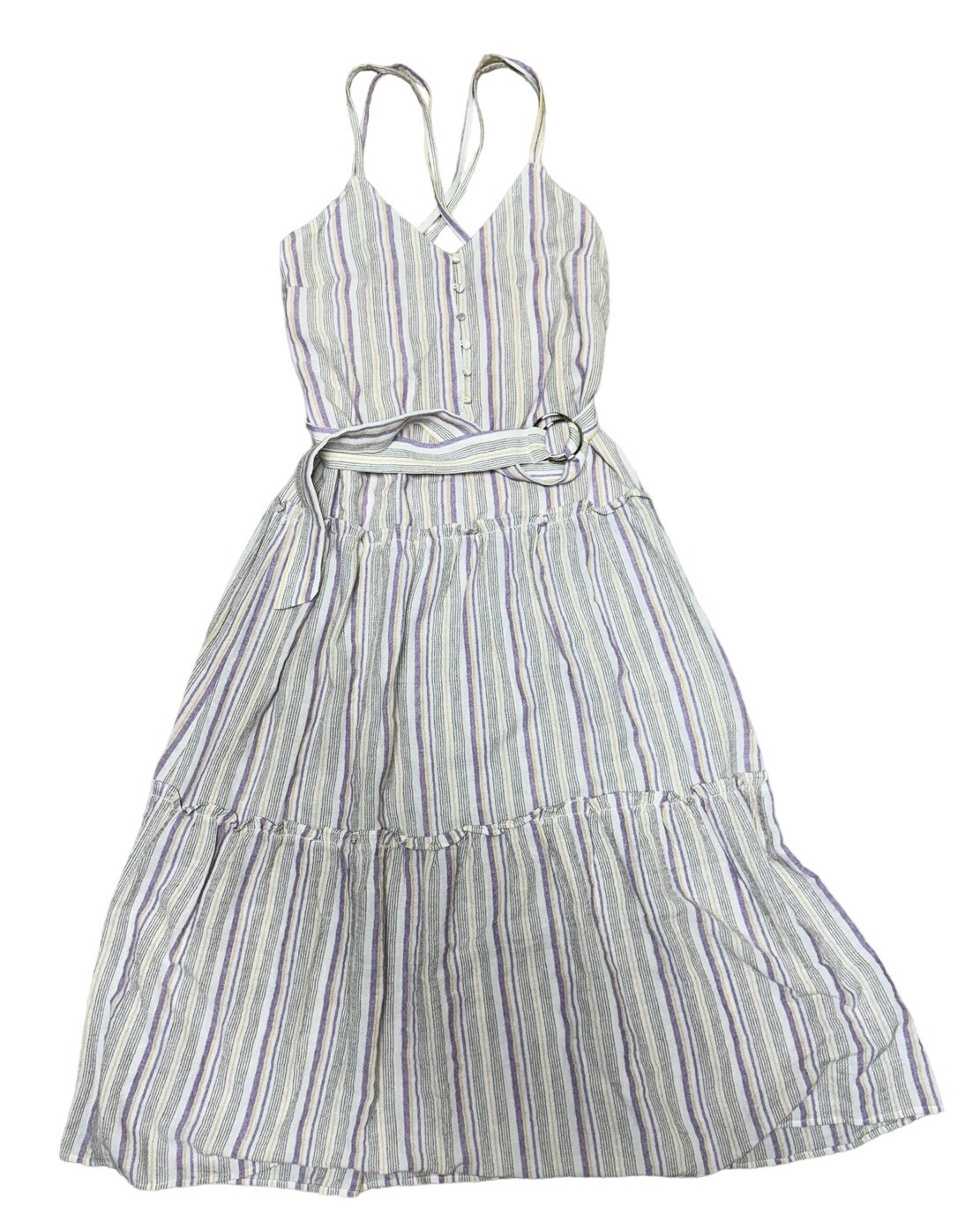FRNCH Elise Tiered Woven Maxi Dress Crème Women’s Size Small