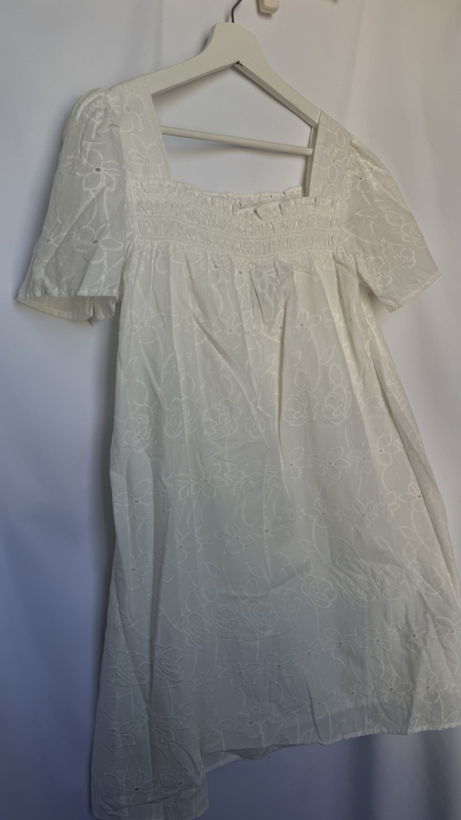 Primark White Floral Eyelet Embroidered Mini Dress