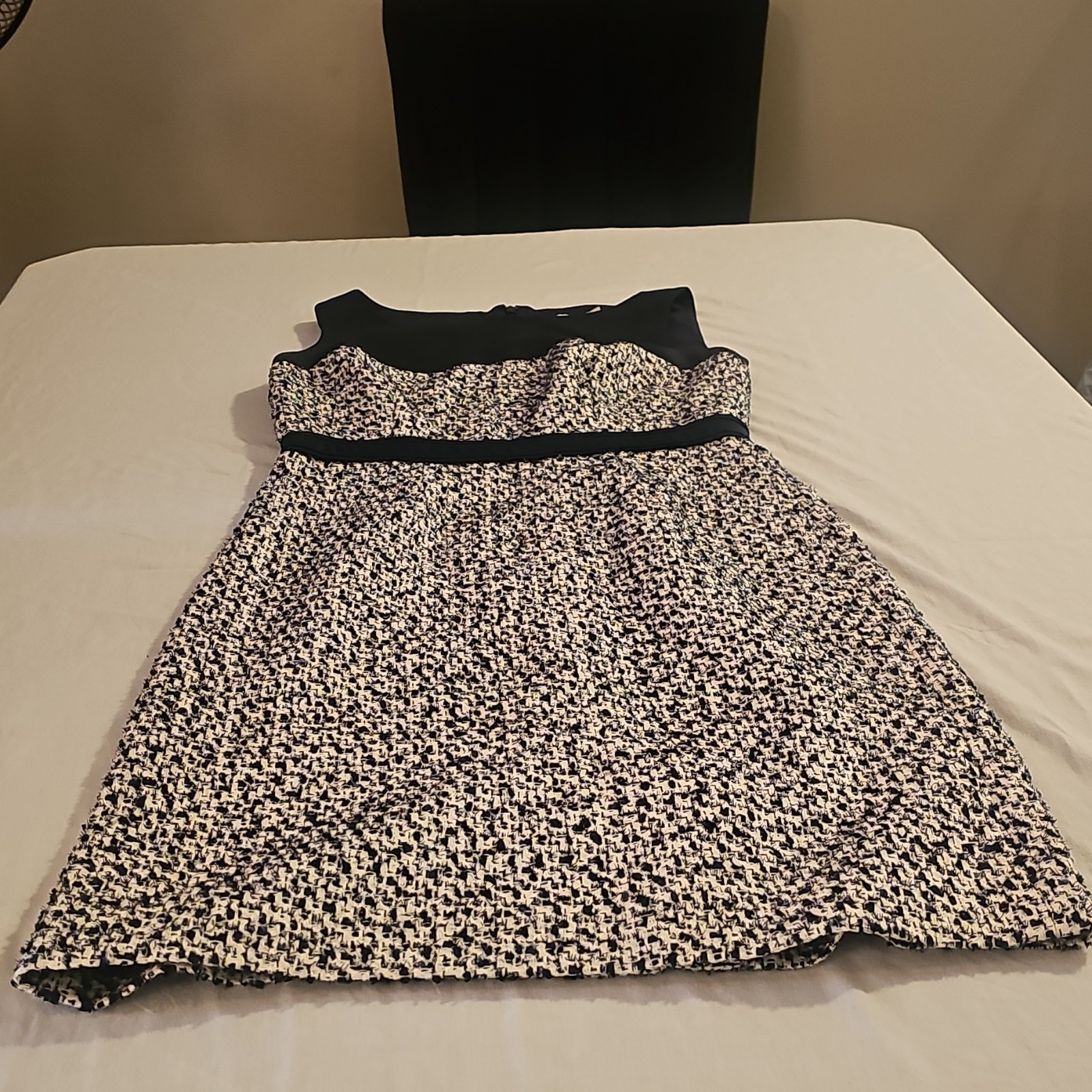 Calvin Klein Black White Houndstooth Fit & Flare Knee Dress Sleeveless 6