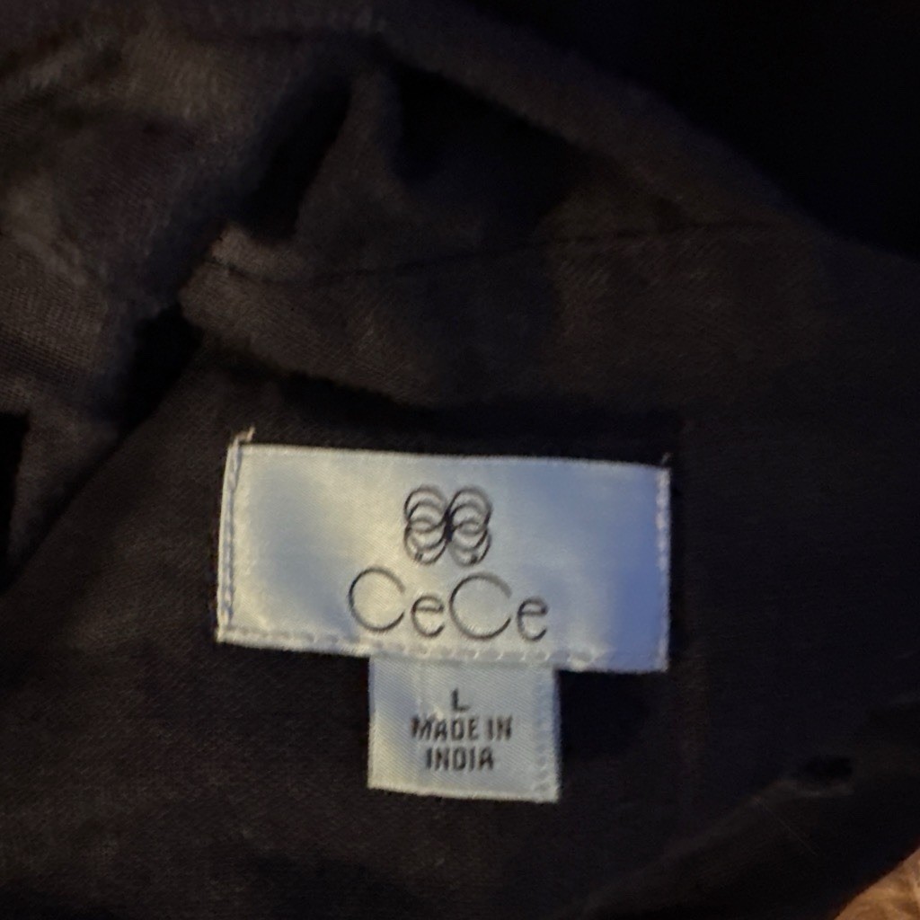 CeCe Blue Linen Rayon Solid Square Neck Open Back Tiered Mini Dress Women’s L