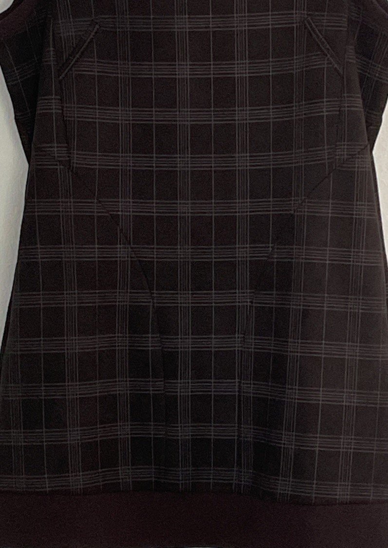 Ruti Black Plaid Dress M/L Draped Cowl Neck Midi Smocked Lagenlook Preppy