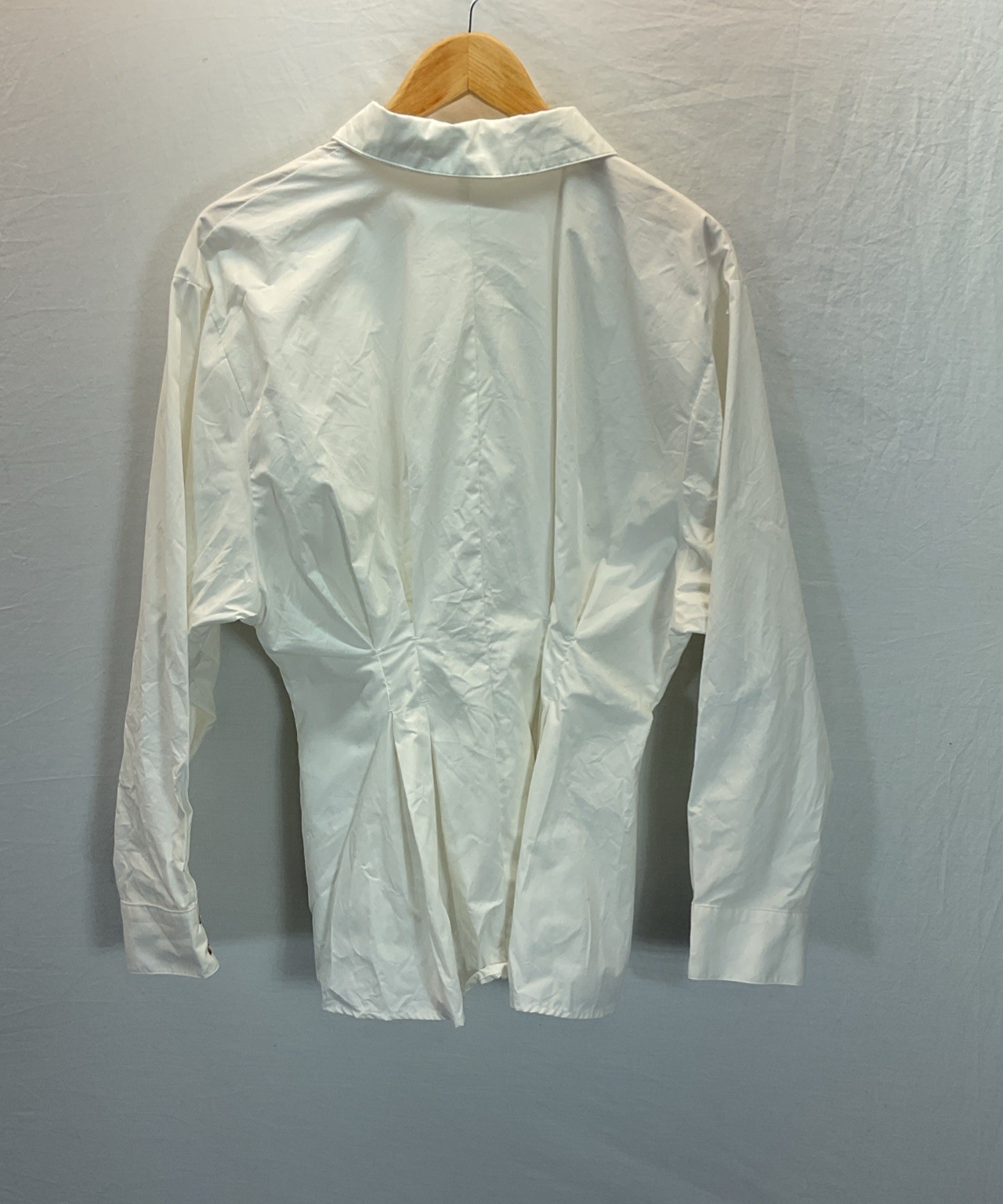 Anthropologie Mini Pleated Buckle Cotton Shirt Dress Button Up Long Sleeve sz 12