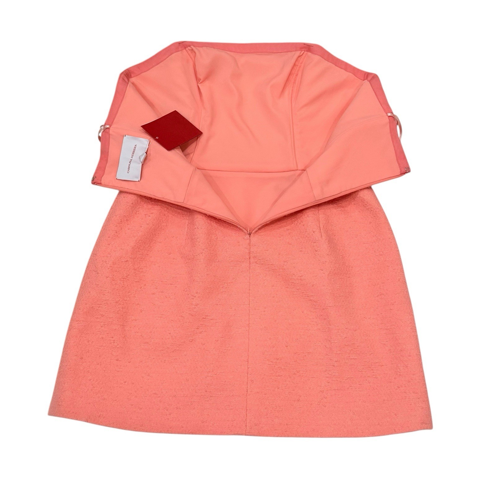 Carolina Herrera Embroidered Strapless Mini Dress Sunset Coral SZ 12 NWT $3490