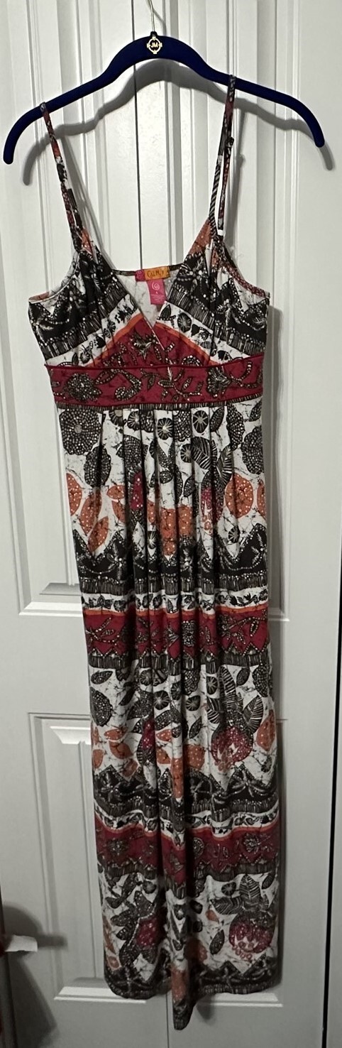 Women Dress Catch My I Sundress Large Boho Floral Botanical Maxi Summer Vacation