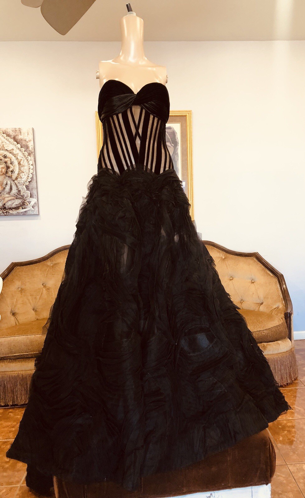 George’s chakra RUNWAY Sheer black Corset Gown Size XS Stunning!