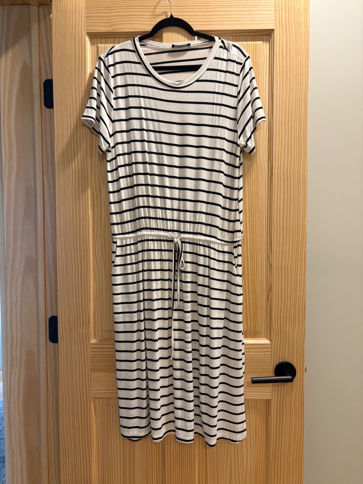 black white stripe dress xl, medium length