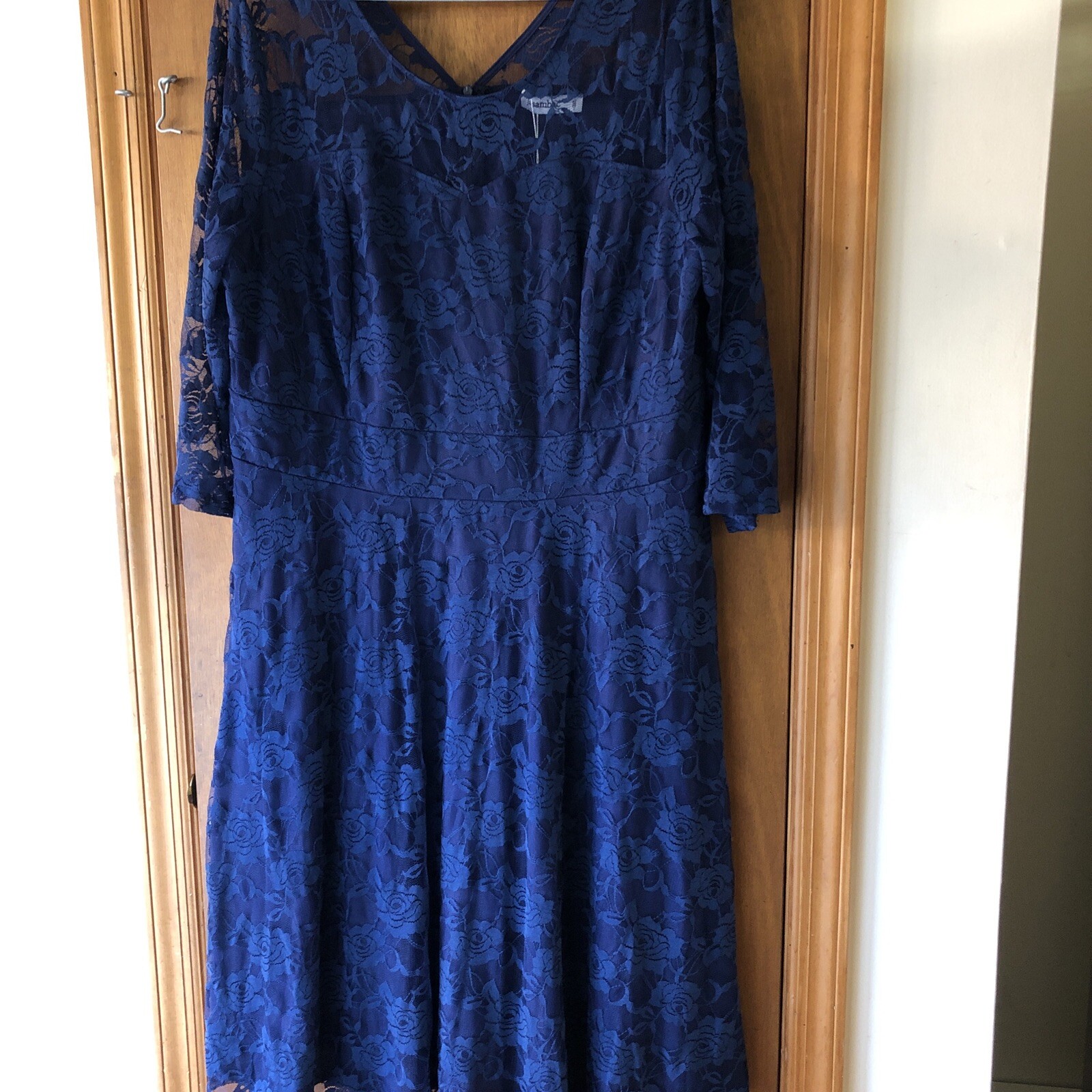 Women’s 3xl Lace Dress Formal Nwt Jasambac Navy Blue Stretch Holiday