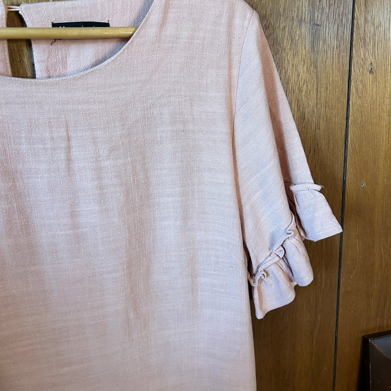 Very J Womens Pink Ruffle Short Sleeve Casual Mini Dress
