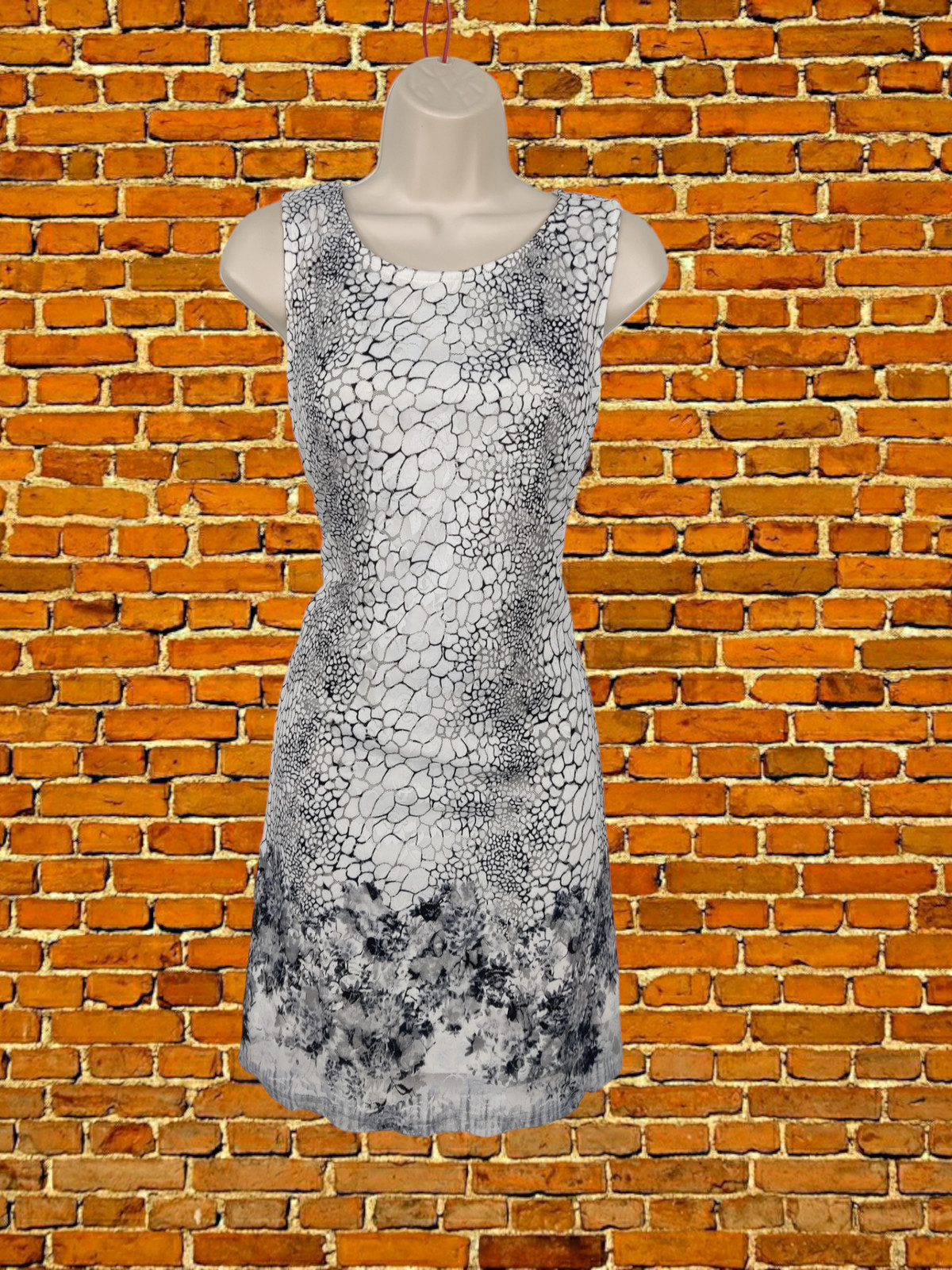 BNWT IZABELL LONDON UK 12 WHITE SNAKE PRINT LACE SLEEVELESS SHIFT DRESS RRP £28