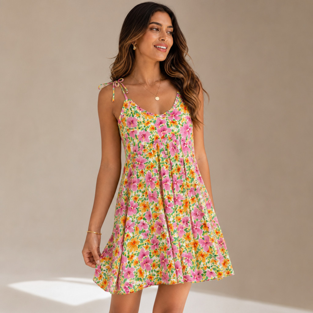 Patrons of Peace Floral Malibu Babydoll Mini Dress XS Boho Dress Cottagecore