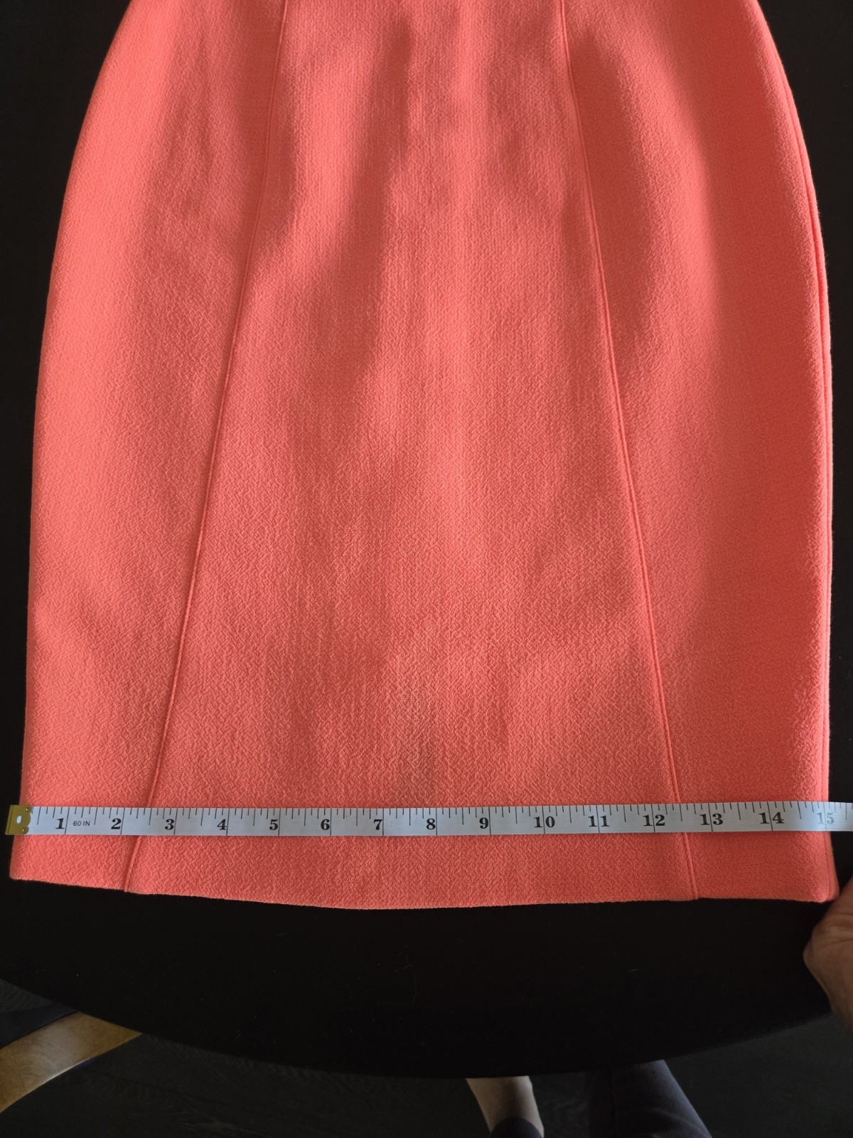 Roland Mouret Asymmetric Crepe Sheath Dress Coral Pink Orange Zip US 6 UK 10